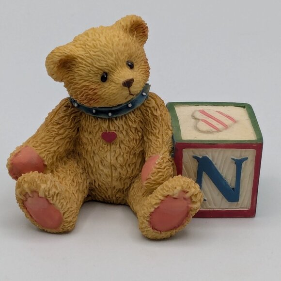 Cherished Teddies Bear with ABC "N" Block Figurine 158488N (1995) - Picture 3 of 10